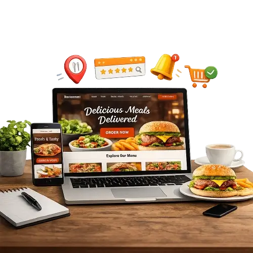 Restaurant or cafe website on laptop/mobile With Alpro InterBiz